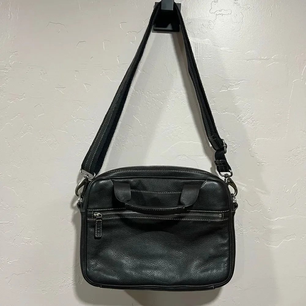 Levenger Brown Full Grain Leather Shoulder Business Bag